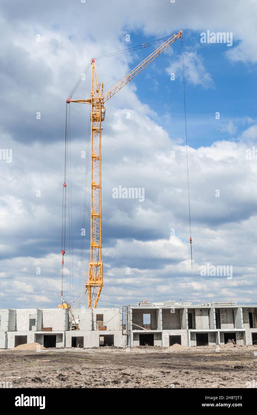 Construction machinery and construction of new building Stock Photo
