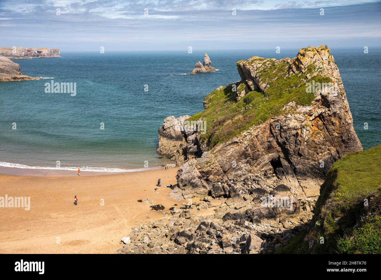 UK, Wales, Pembrokeshire, Bosherston, Broad Haven, Beach, Star Rock Stock Photo
