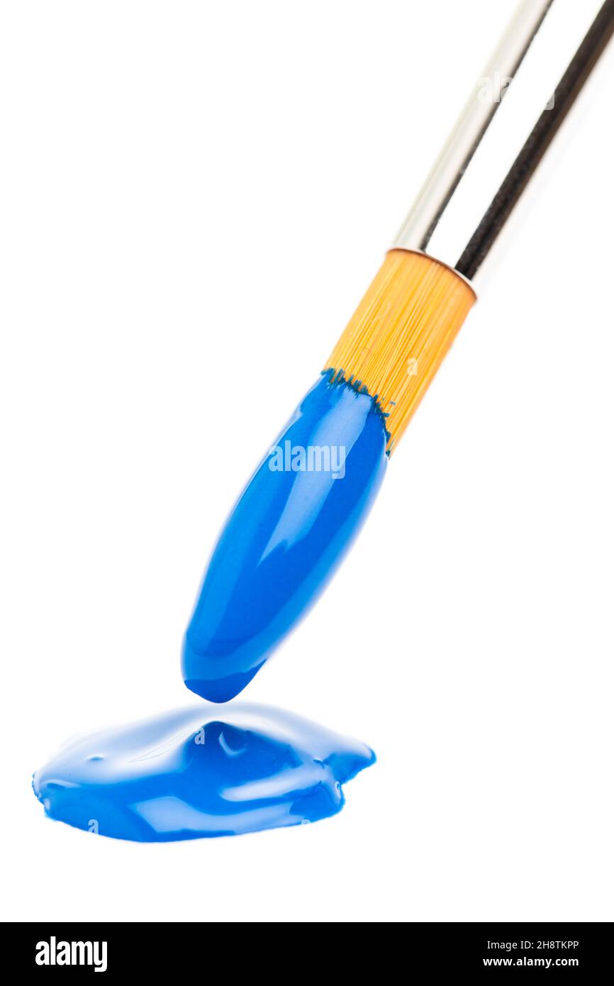 Brush in blue color isolated on white background Stock Photo - Alamy
