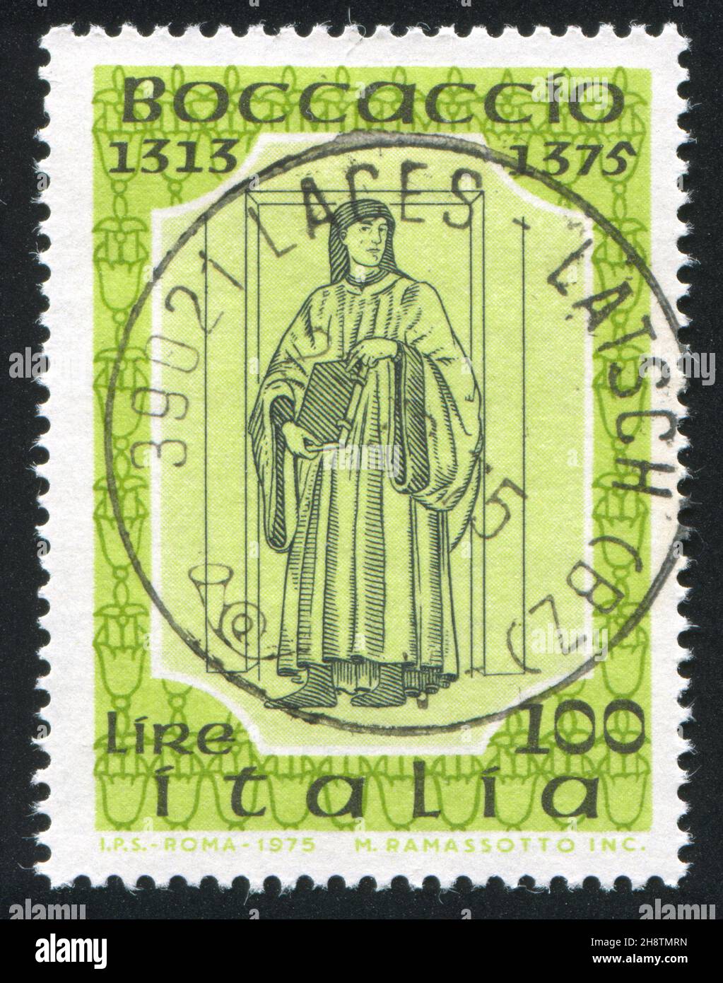 ITALY - CIRCA 1975: stamp printed by Italy, shows Giovanni Boccaccio by Andrea del Castagno, circa 1975 Stock Photo