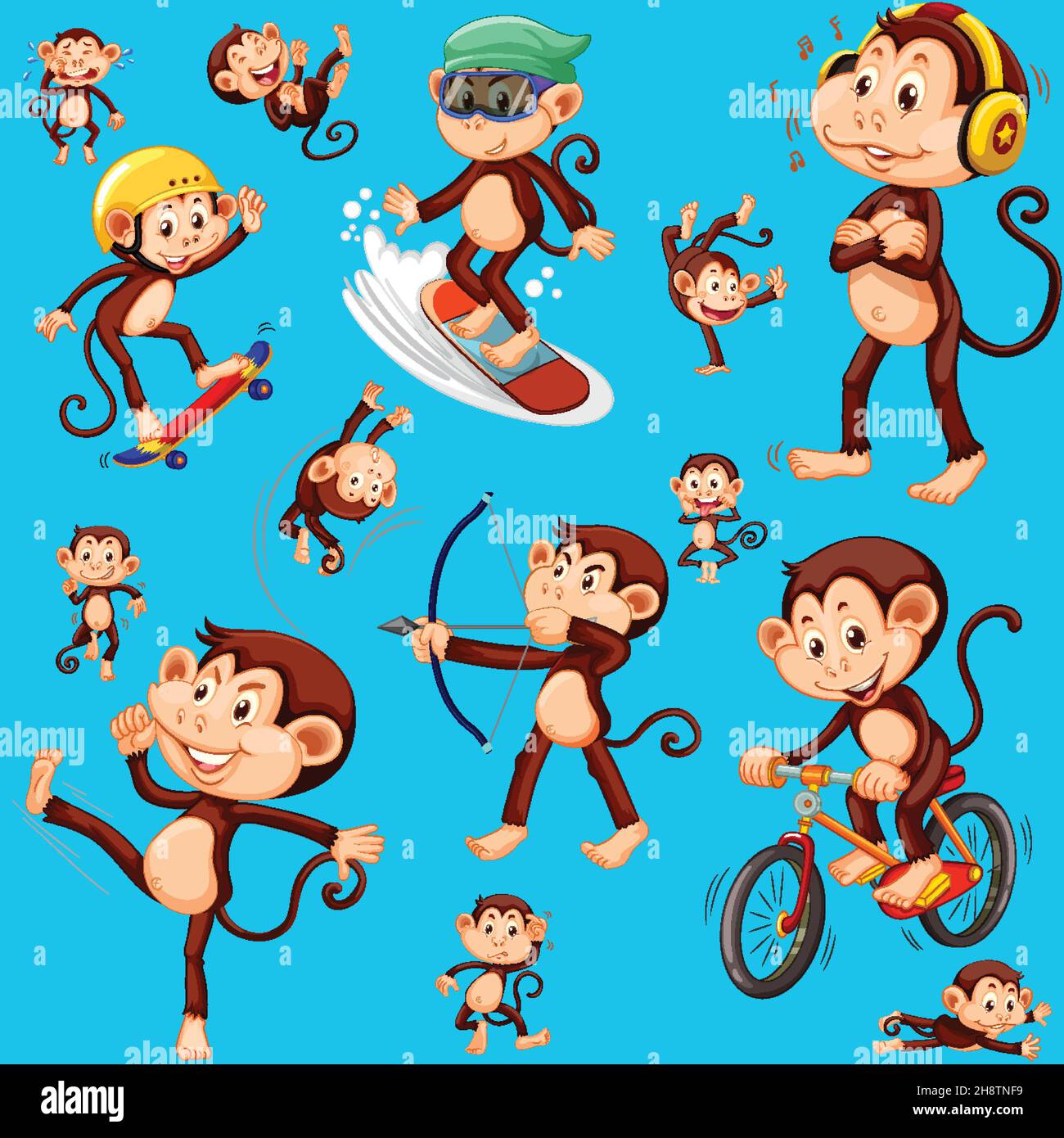 Monkey seamless pattern background illustration Stock Vector Image ...