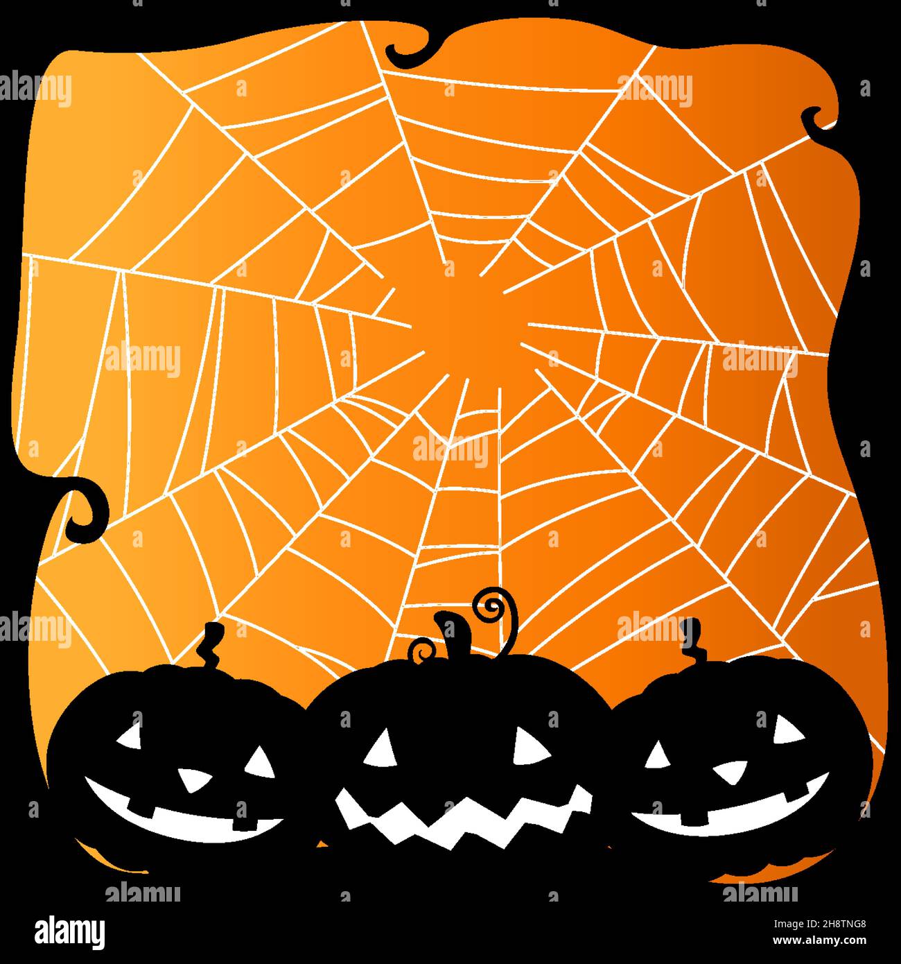Halloween background template with scary pumpkin and spider web ...
