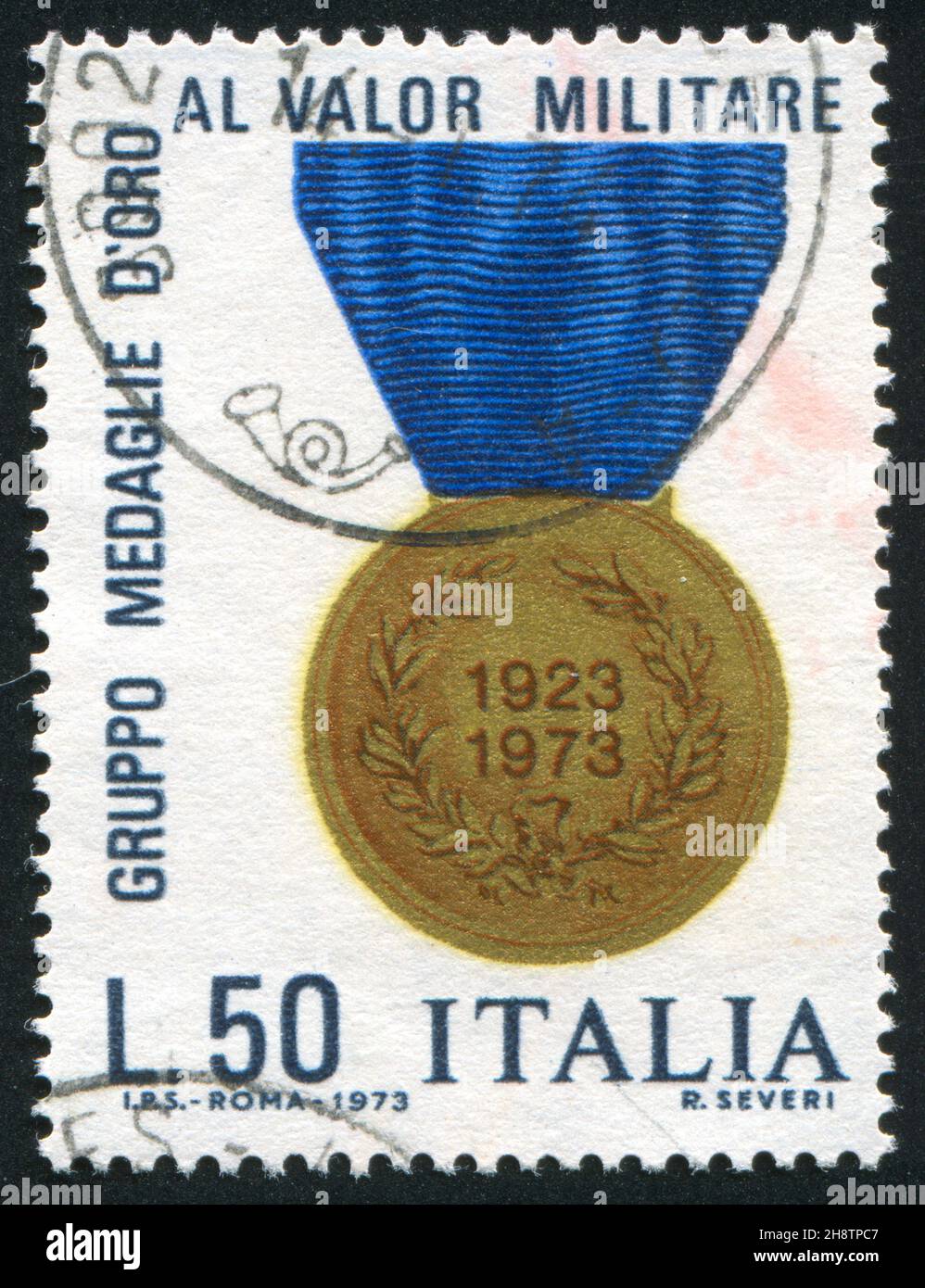 ITALY - CIRCA 1973: stamp printed by Italy, shows Gold medal of Valor, circa 1973 Stock Photo