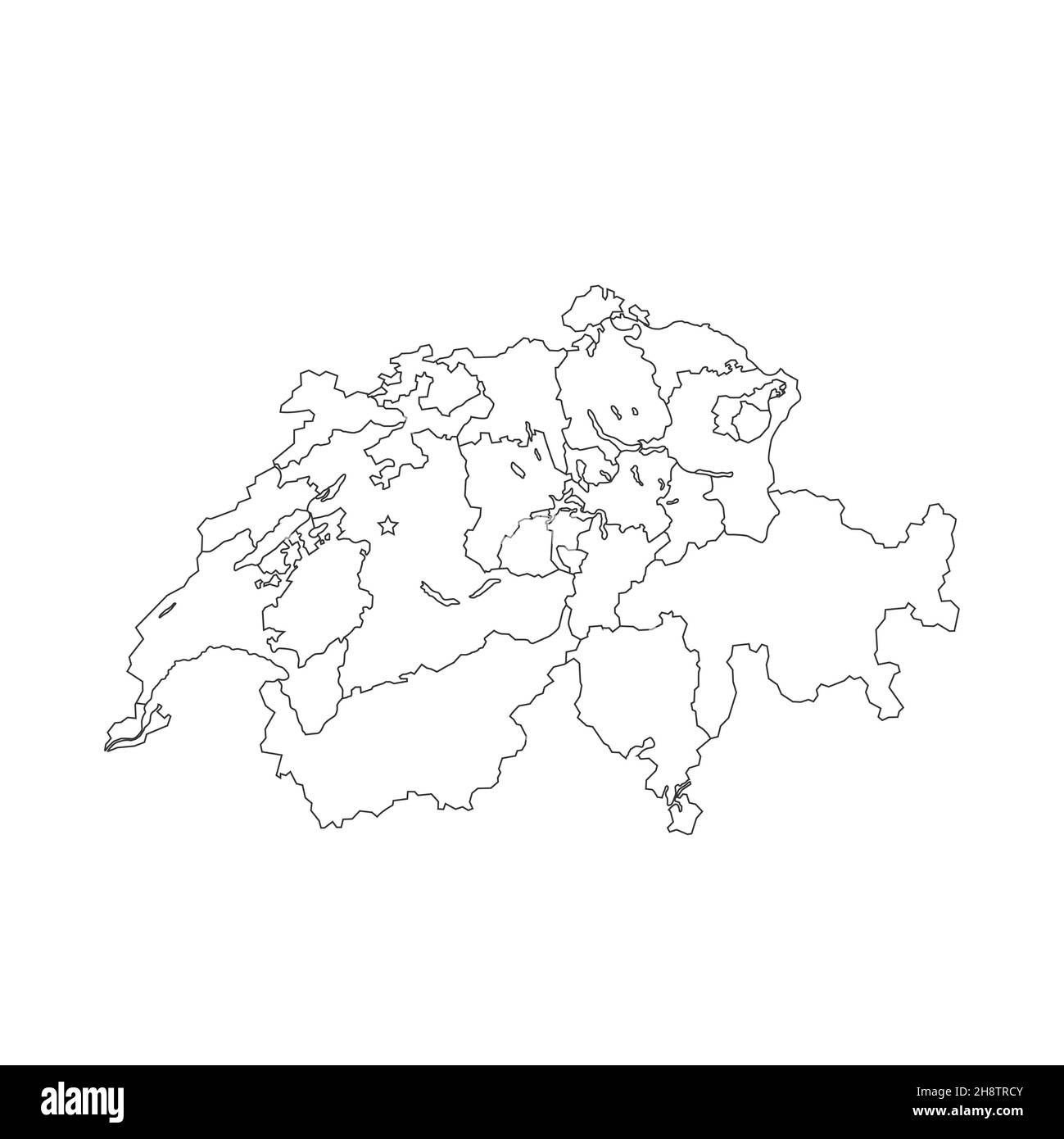 Switzerland map outline illustration isolated on white Stock Photo - Alamy
