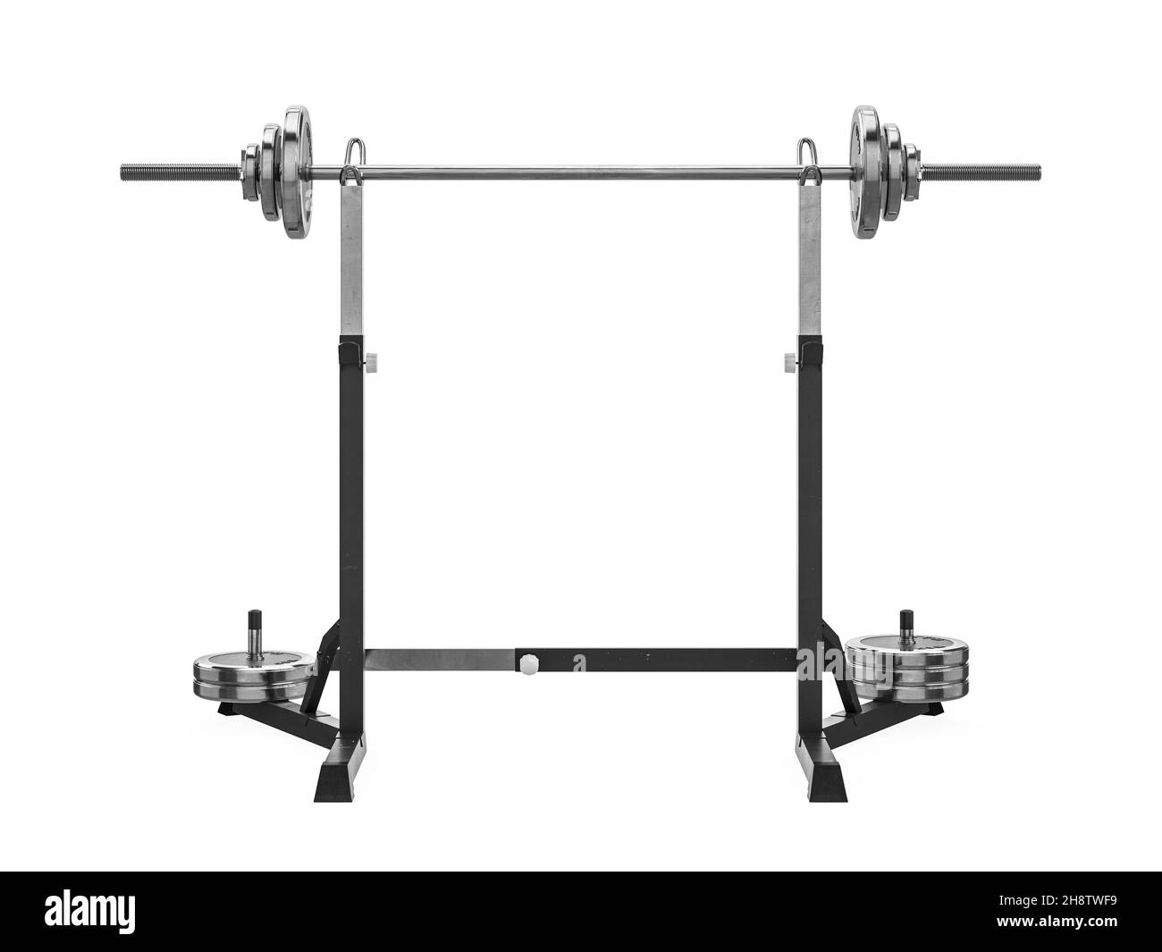 Multifunctional gym machine, front view isolated on white background. 3D Rendering, Illustration. Stock Photo