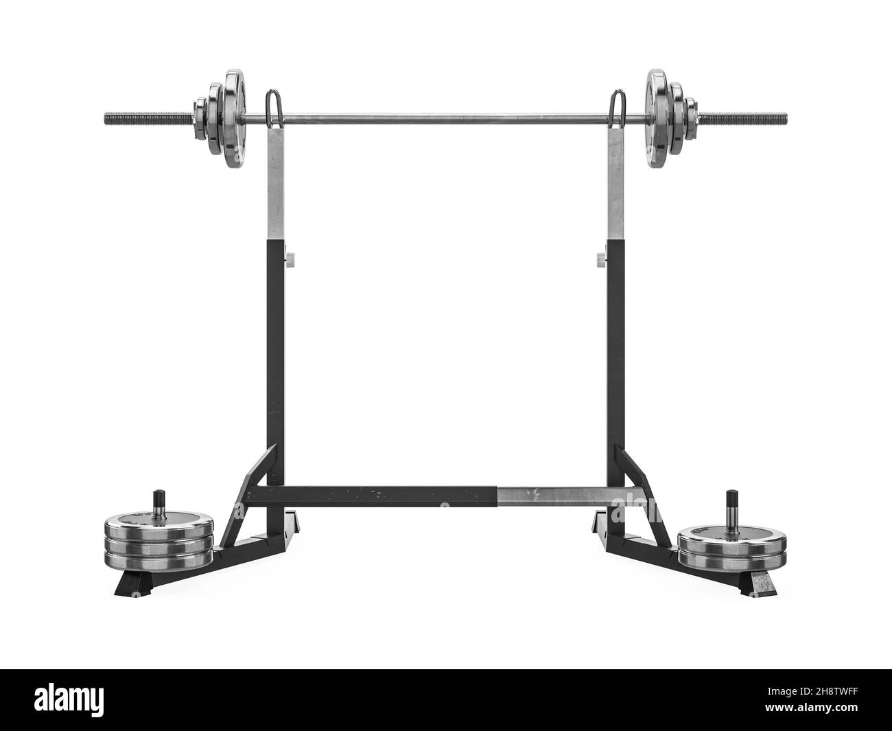 Multifunctional gym machine, back view isolated on white background. 3D Rendering, Illustration. Stock Photo