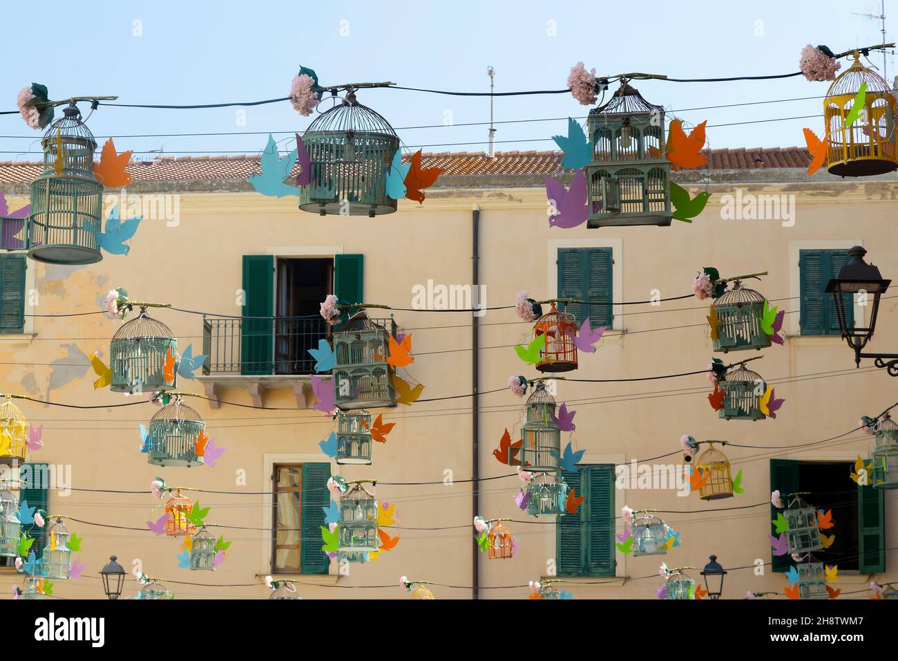 Bird cages of Alghero, Sardinia Italy Stock Photo