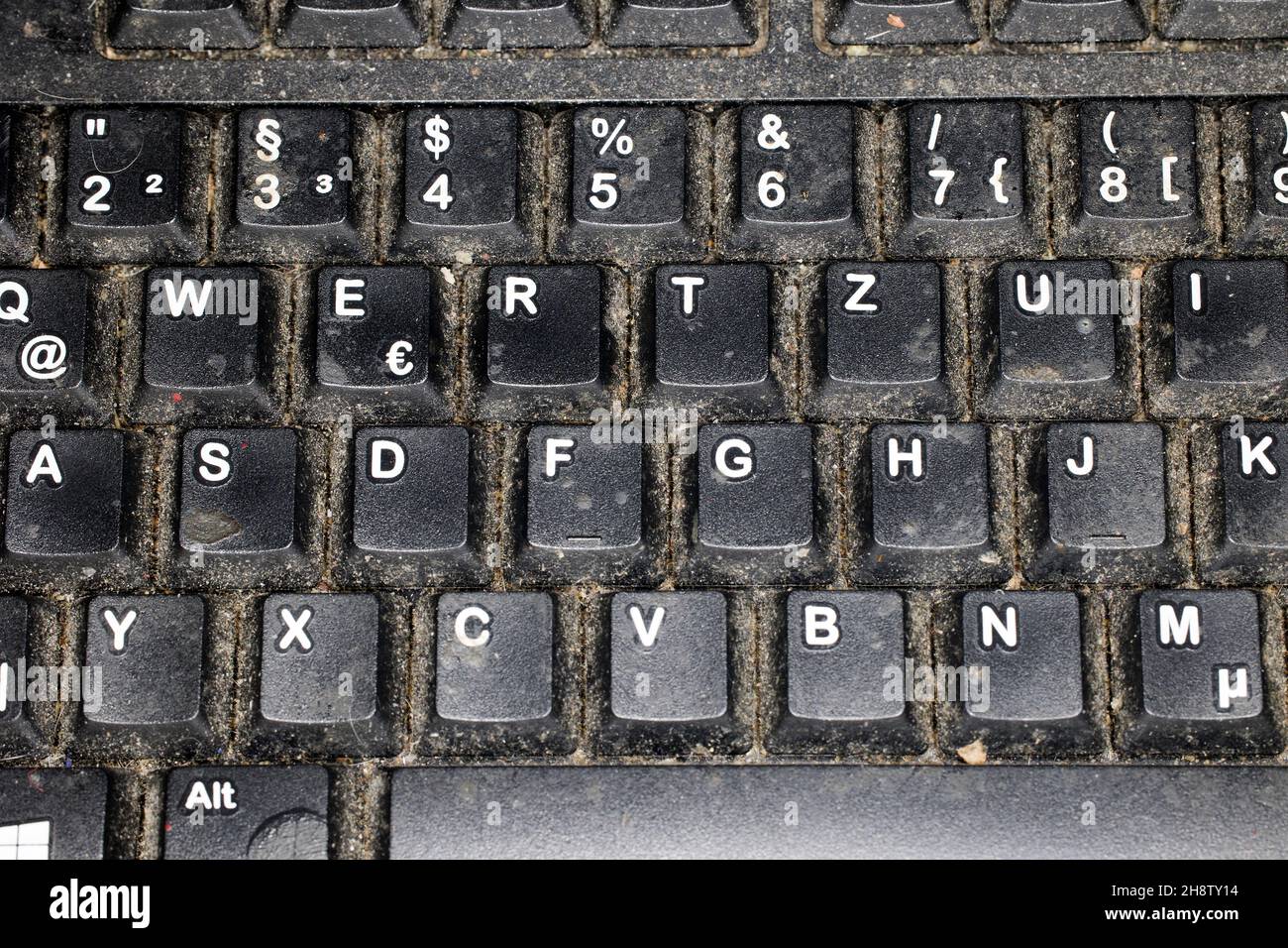 Extremely dirty keyboard of a computer Stock Photo