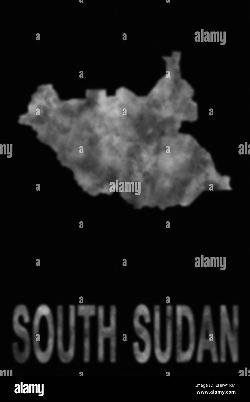 Map of South Sudan made of smoke, Air pollution, ecology Stock Photo
