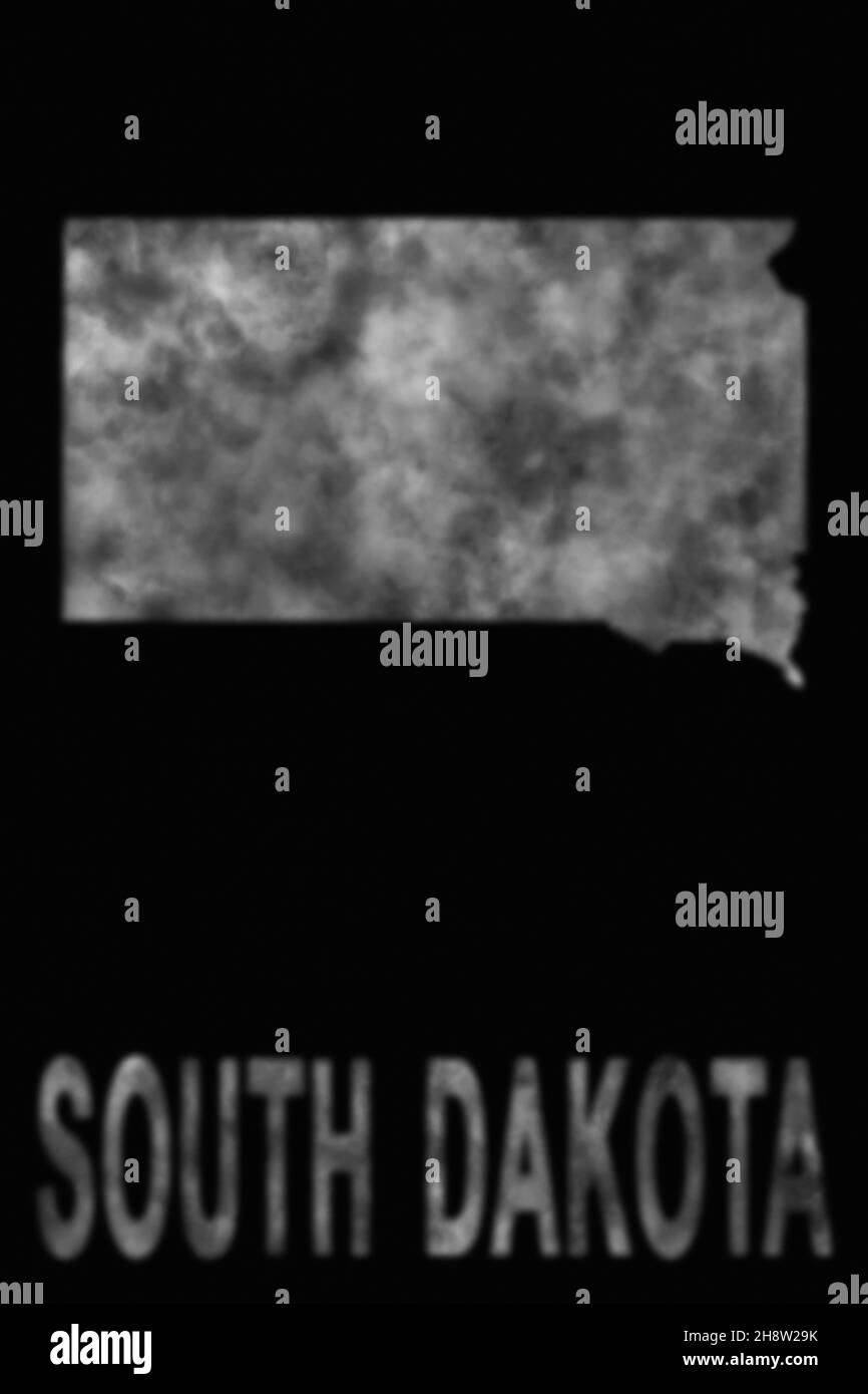 Map of South Dakota made of smoke, Air pollution, ecology Stock Photo
