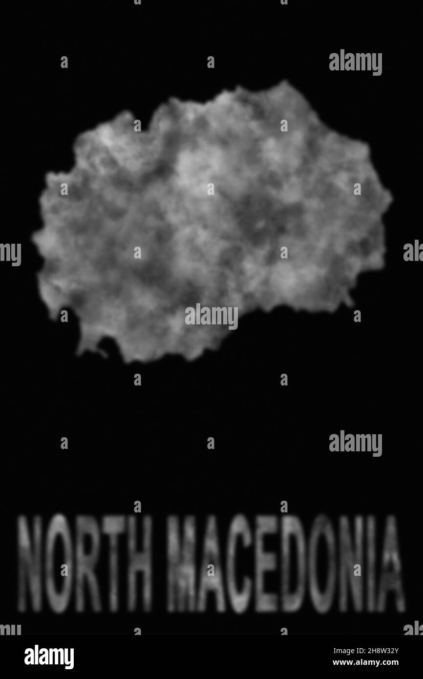 Map of North Macedonia made of smoke, Air pollution, ecology Stock