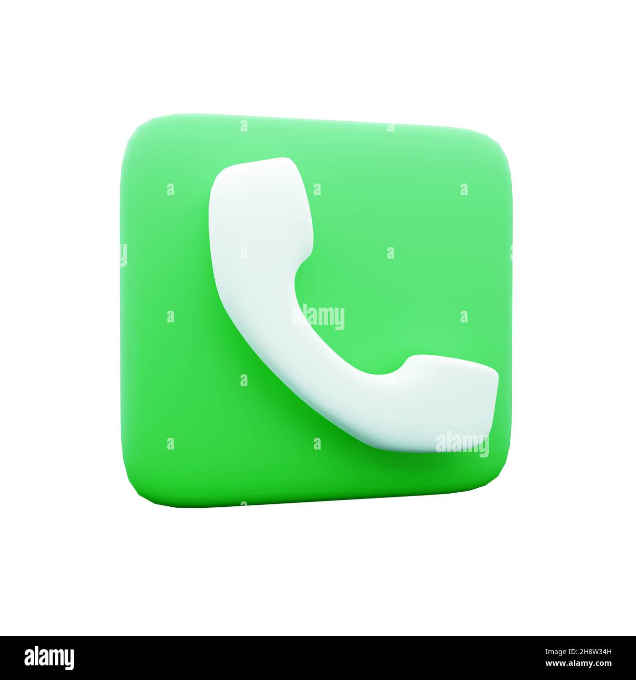 Phone Icon 3d render Telephone icons green 3d rendering cell phone icon on white background