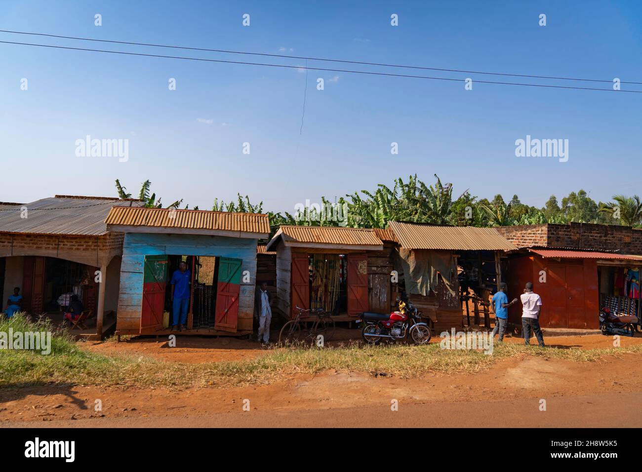 African village near road. Stock Photo