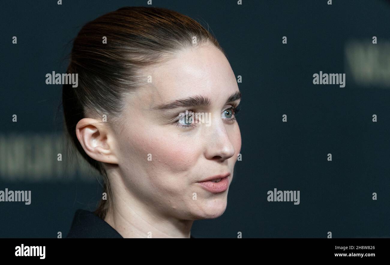 New York, NY - December 1, 2021: Rooney Mara wearing dress by Givenchy
