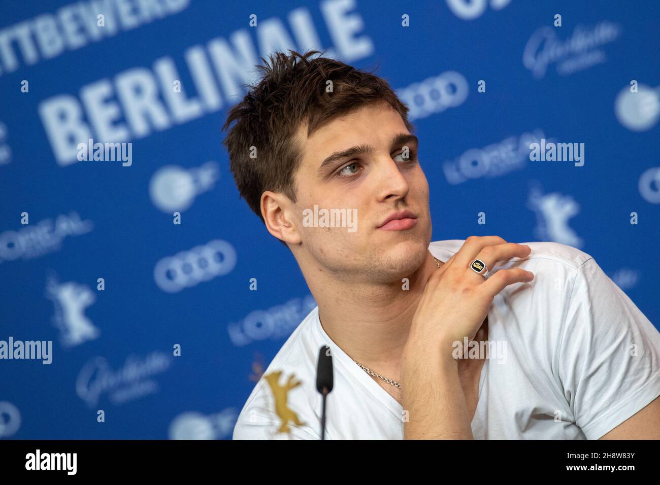 BERLIN, GERMANY-February 09: Jonas Dassler attends the 'The Golden Glove' Press Conference at the 69th Berlinale International Film Festival Stock Photo