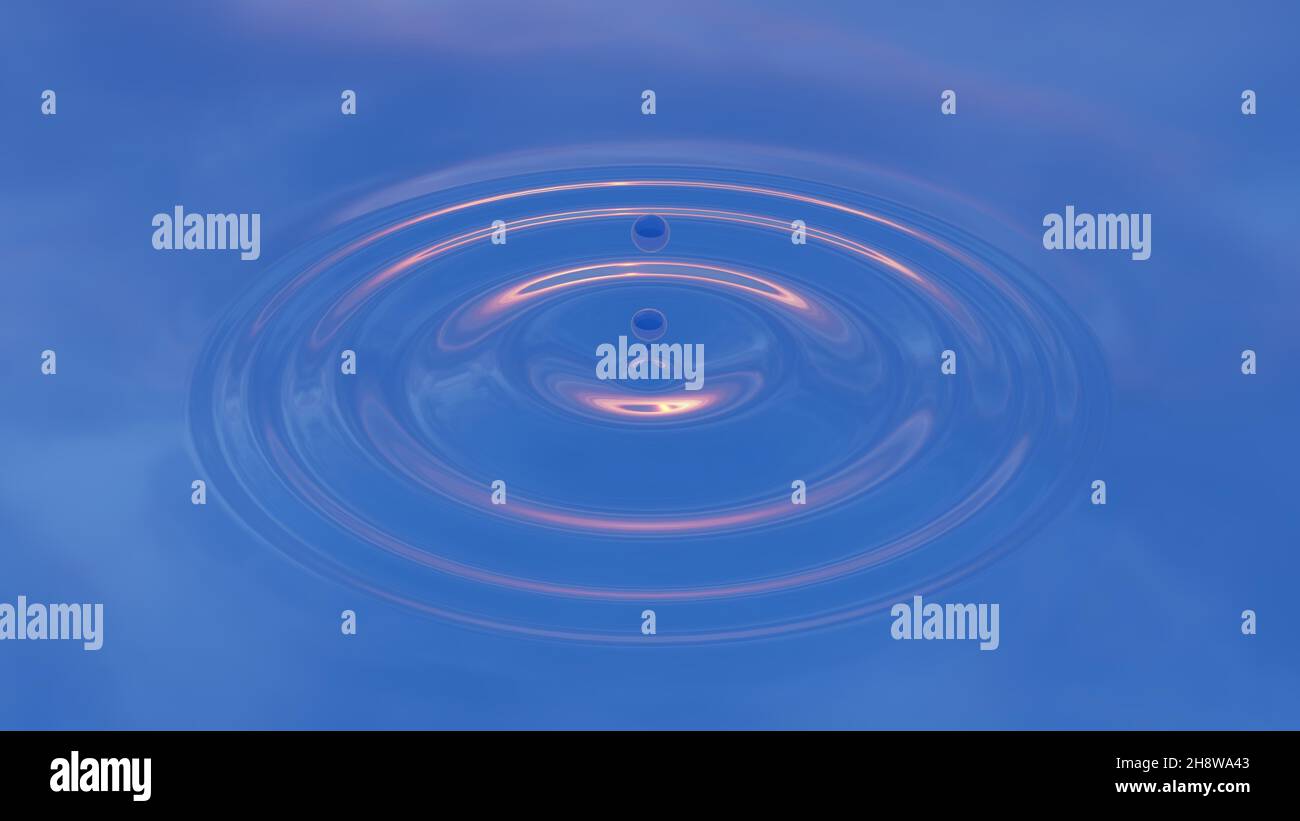 Concept or conceptual blue liquid drop falling in water on background ...
