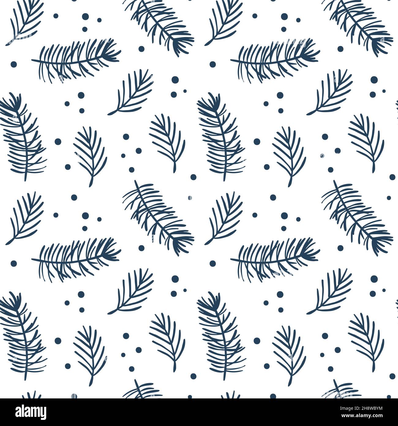 Seamless Christmas pattern with pine branches, stars and snowflakes ...