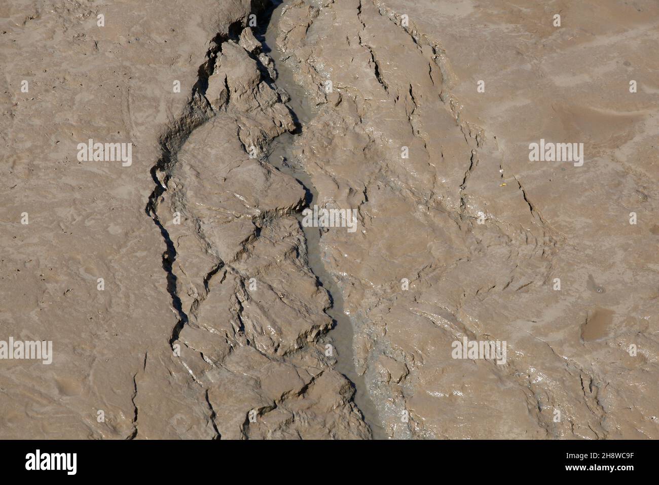 Silt in a river at low tide Stock Photo