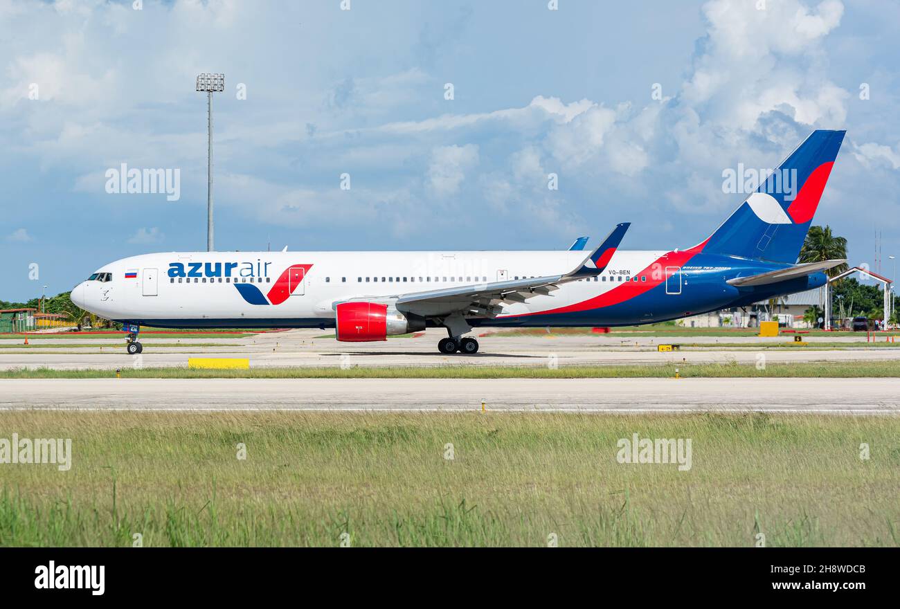 MATANZAS, CUBA Oct 01, 2021 The Azurair Airline in the airport of