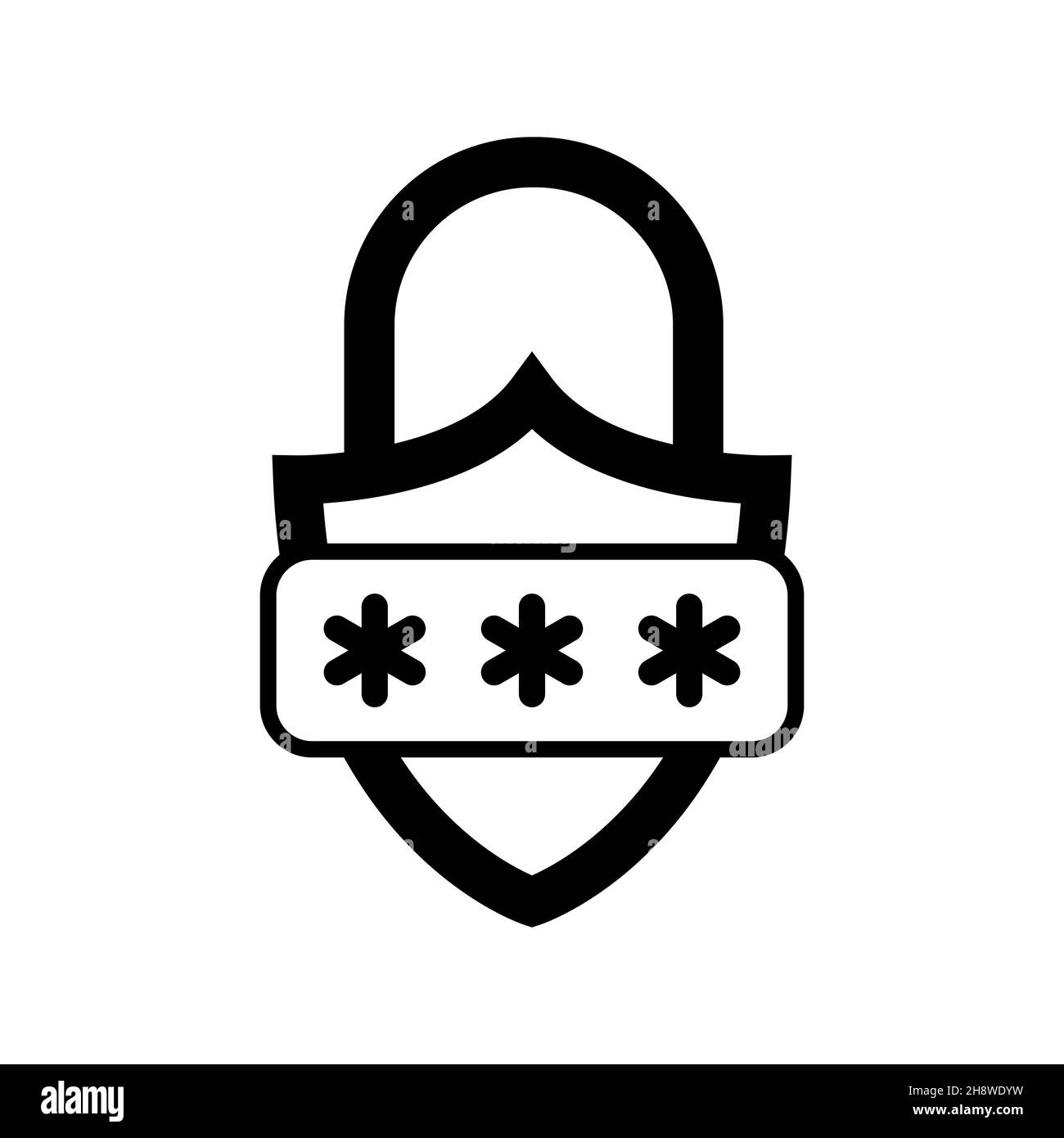 Security shield icon. Shield with lock and stars. Vector illustration ...