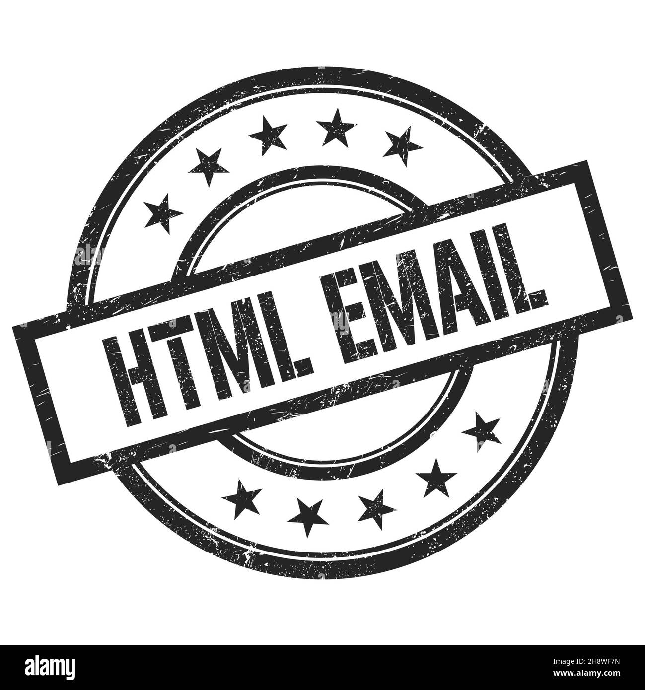 HTML EMAIL text written on black round vintage rubber stamp Stock Photo