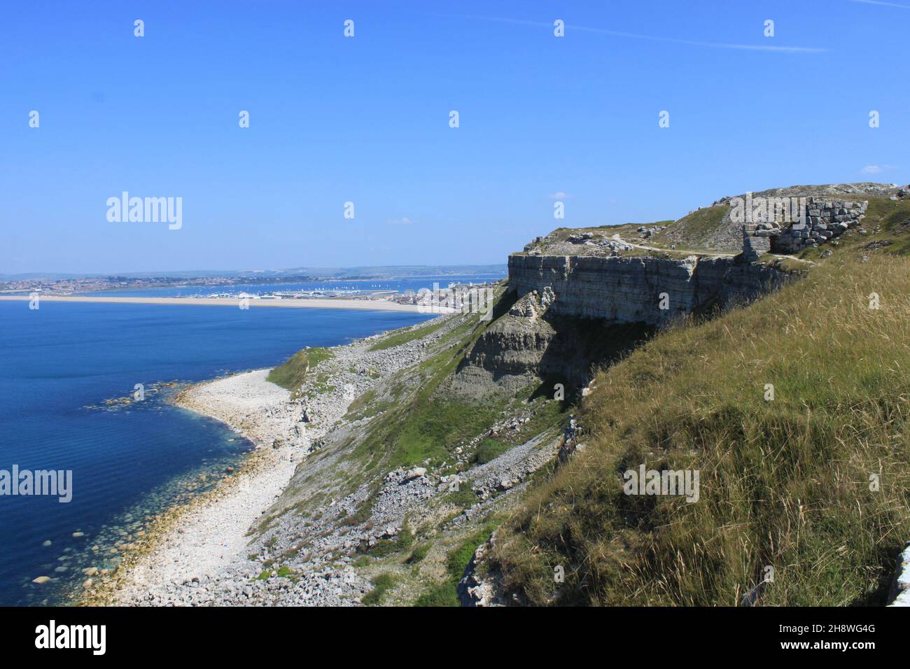 Chesil Beach. Isle of Portland. The England south west coast path