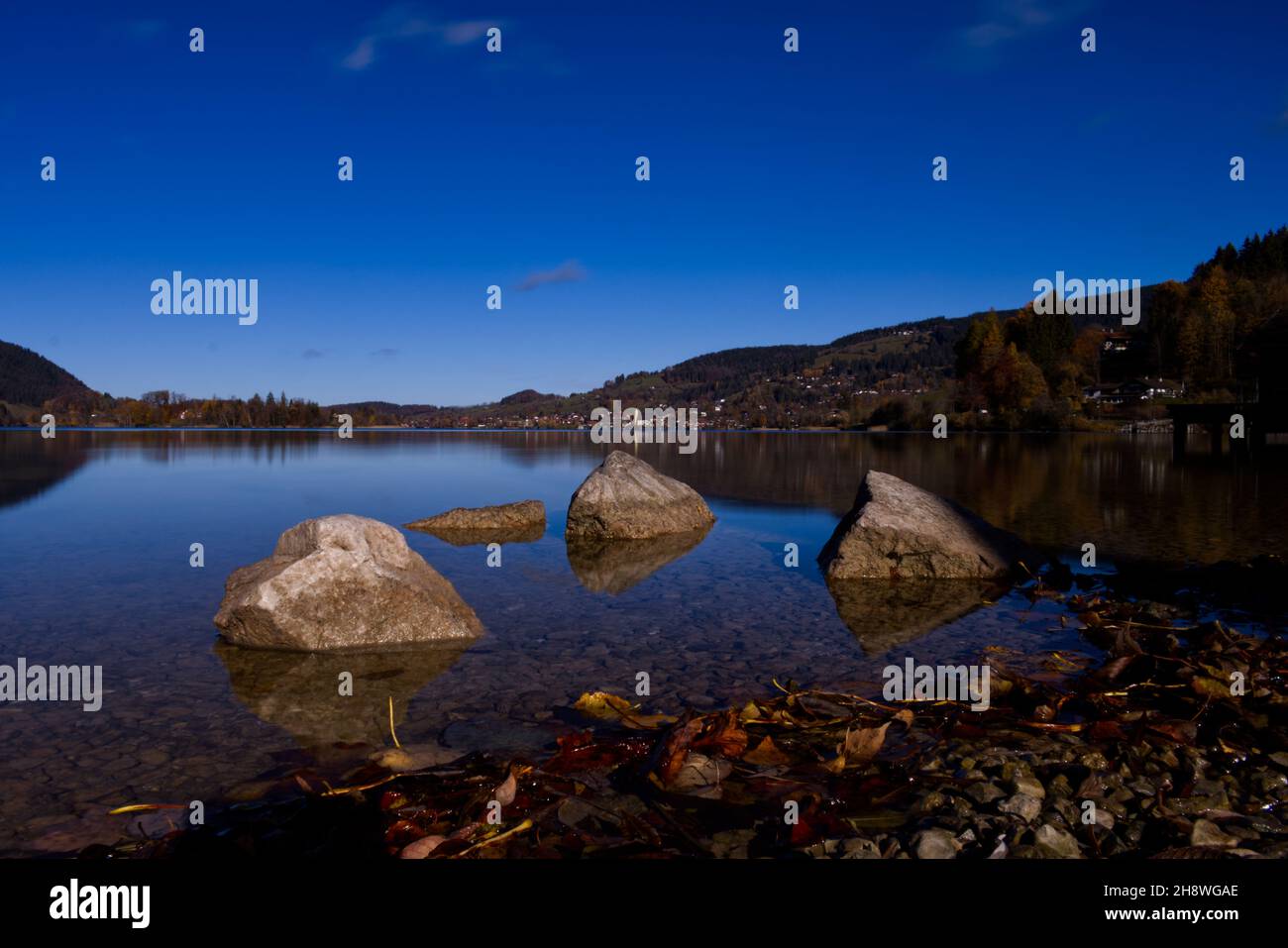 Lake under the blue sky in Schliersee, Germany Stock Photo - Alamy