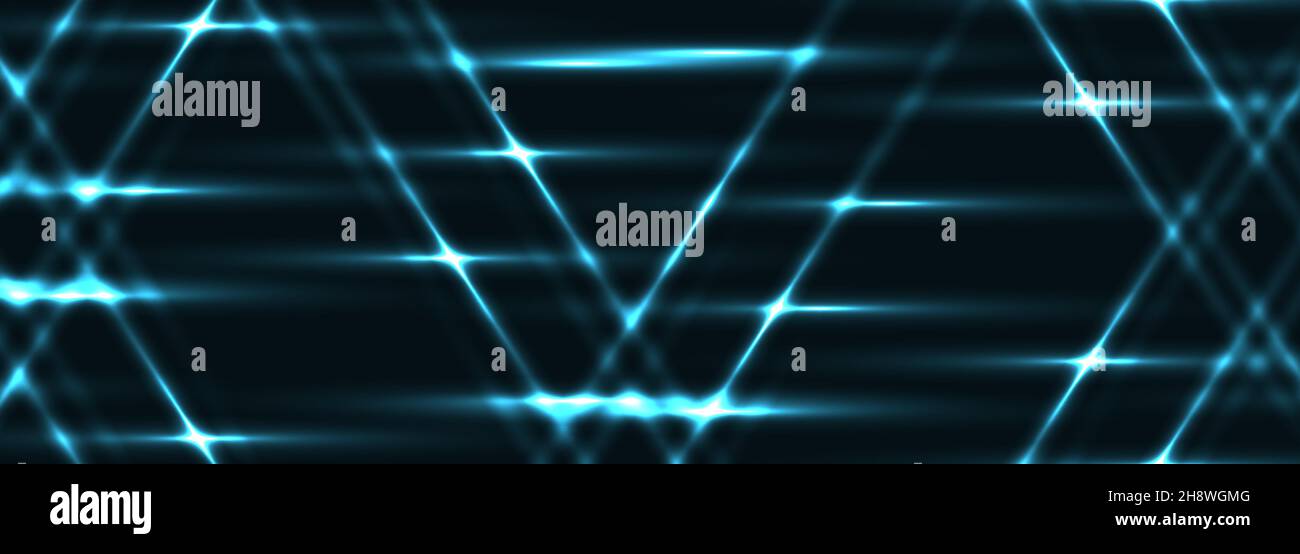 Black abstract technology background with turquoise neon lines. Futuristic technological background. Stock Vector