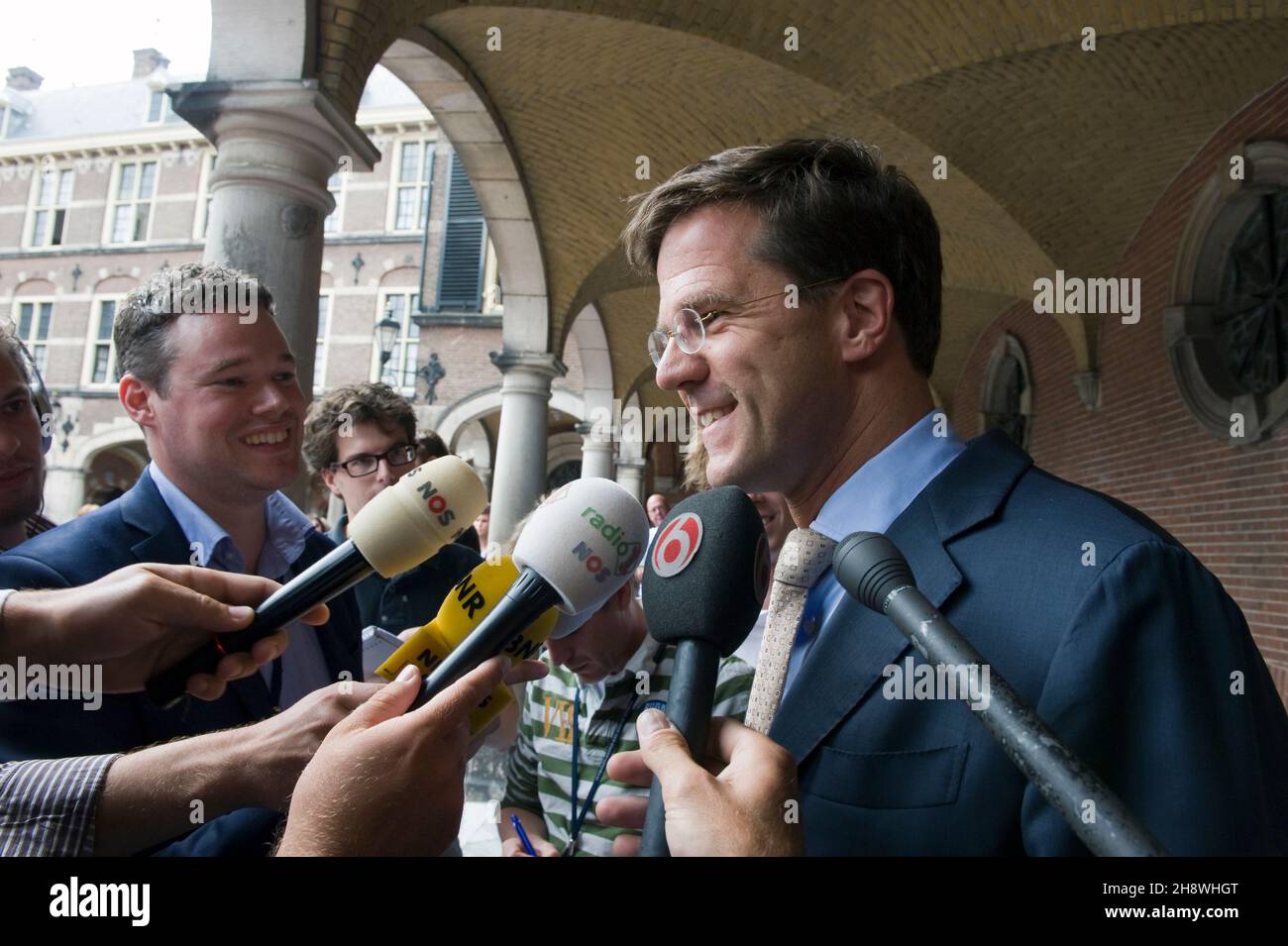 The Hague, Netherlands. Dutch Cabinet Formation 2010. The (then) chairman of the Dutch Liberal Party, Mark Rutte giving out a press conference on progress of the negotiations. A couple of weeks later Mark Rutte became the first Liberal Prime Minister in decades, to remain in office of at least 11 years. Stock Photo