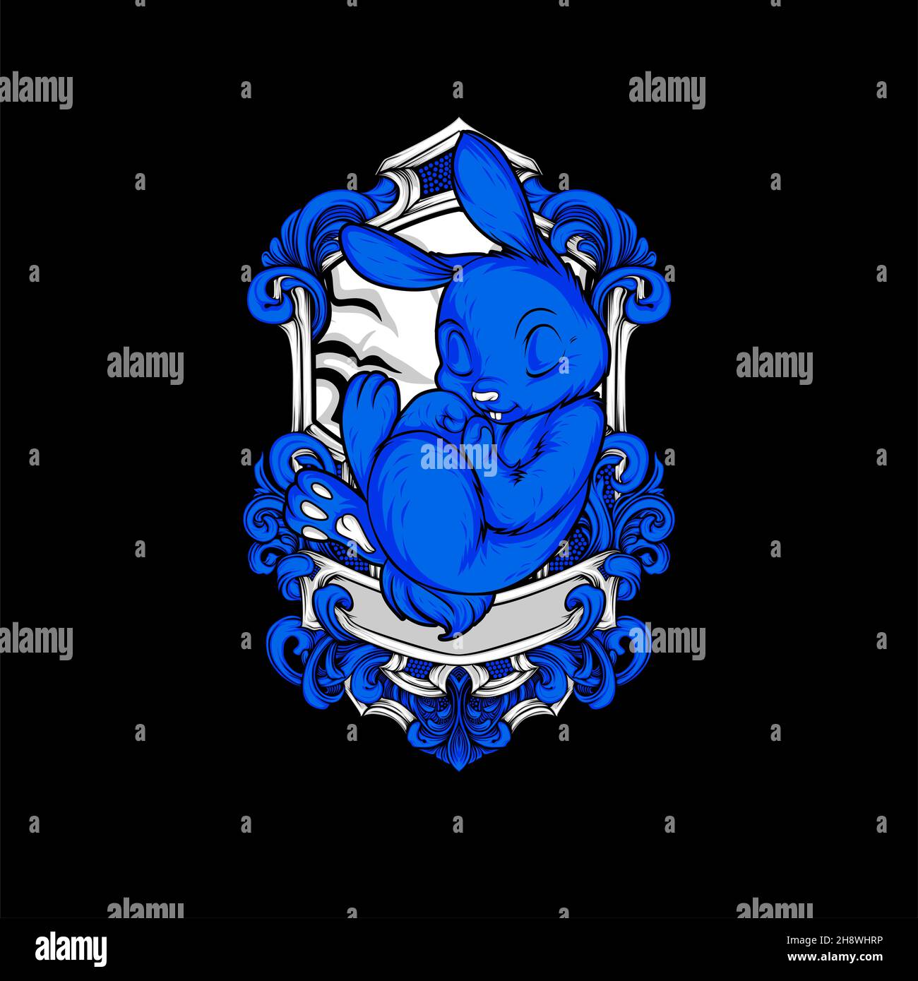 sleeping rabbit with awesome background Stock Vector