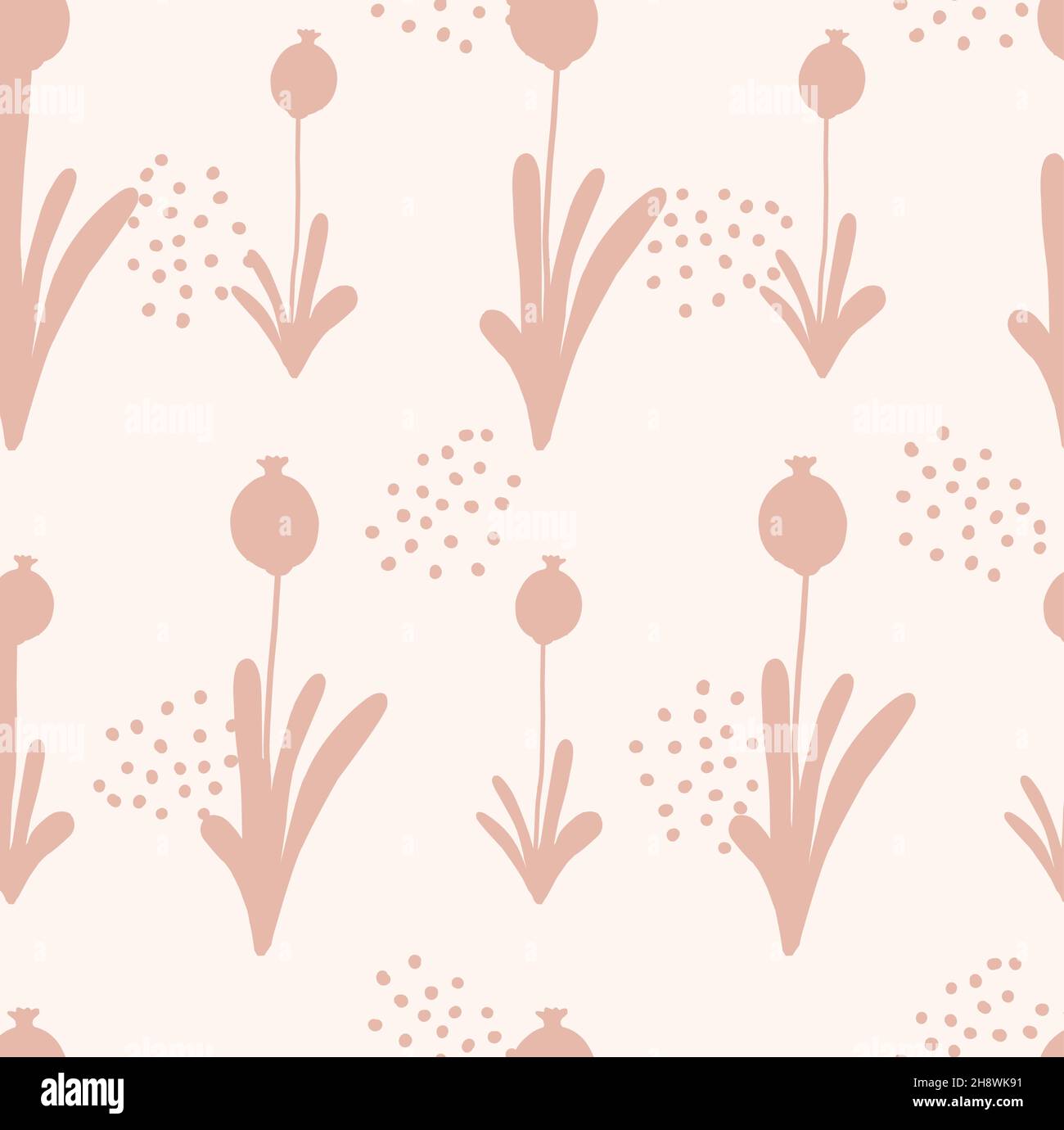 Pink Farm Pattern Field herbs. Delicate pink pattern. Summer design. TREND COLORS Stock ...