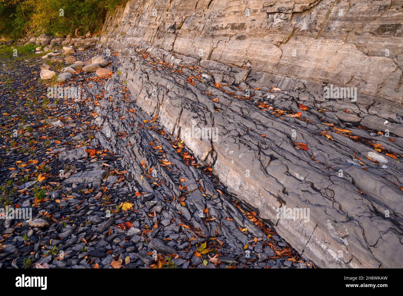 Shale rock shoreline on Lake Champlain, Grand Isle State Park, Vermont