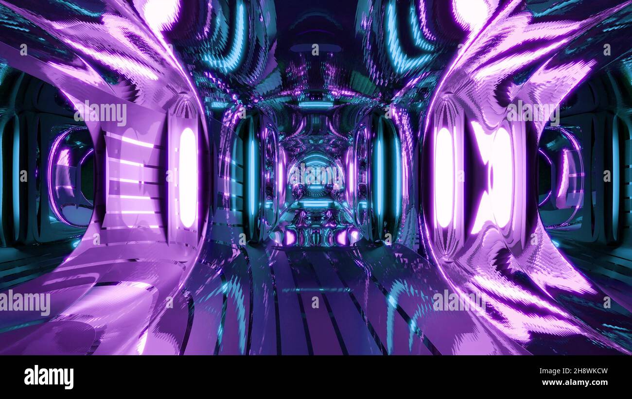 3D illustration of 4K reflective tunnel Stock Photo - Alamy