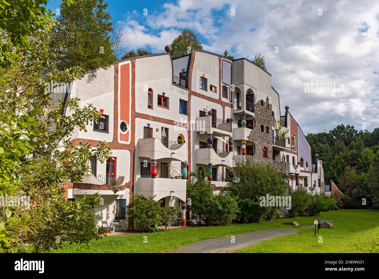 Steinhaus (Stone House) Building of Rogner Thermal Spa and Hotel designed by Hundertwasser, Bad Blumau, Austria Stock Photo