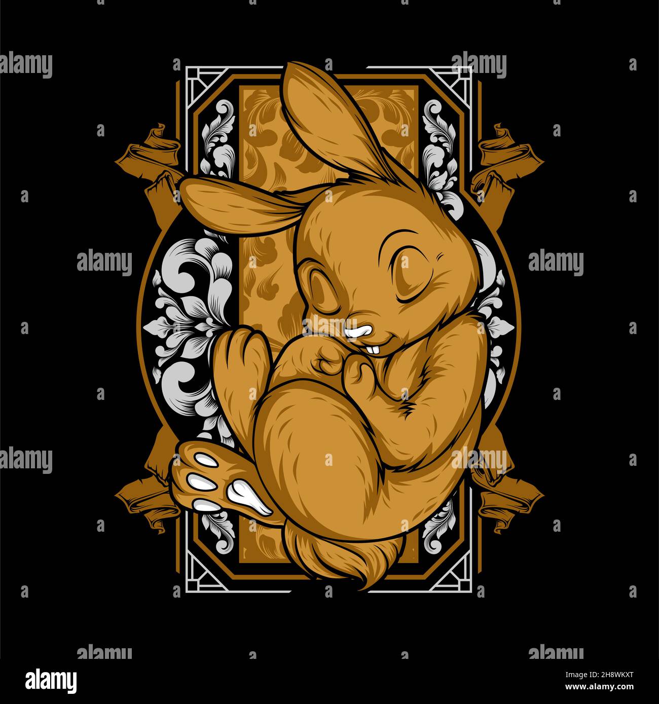 a cute sleeping rabbit with awesome background Stock Vector Image & Art ...