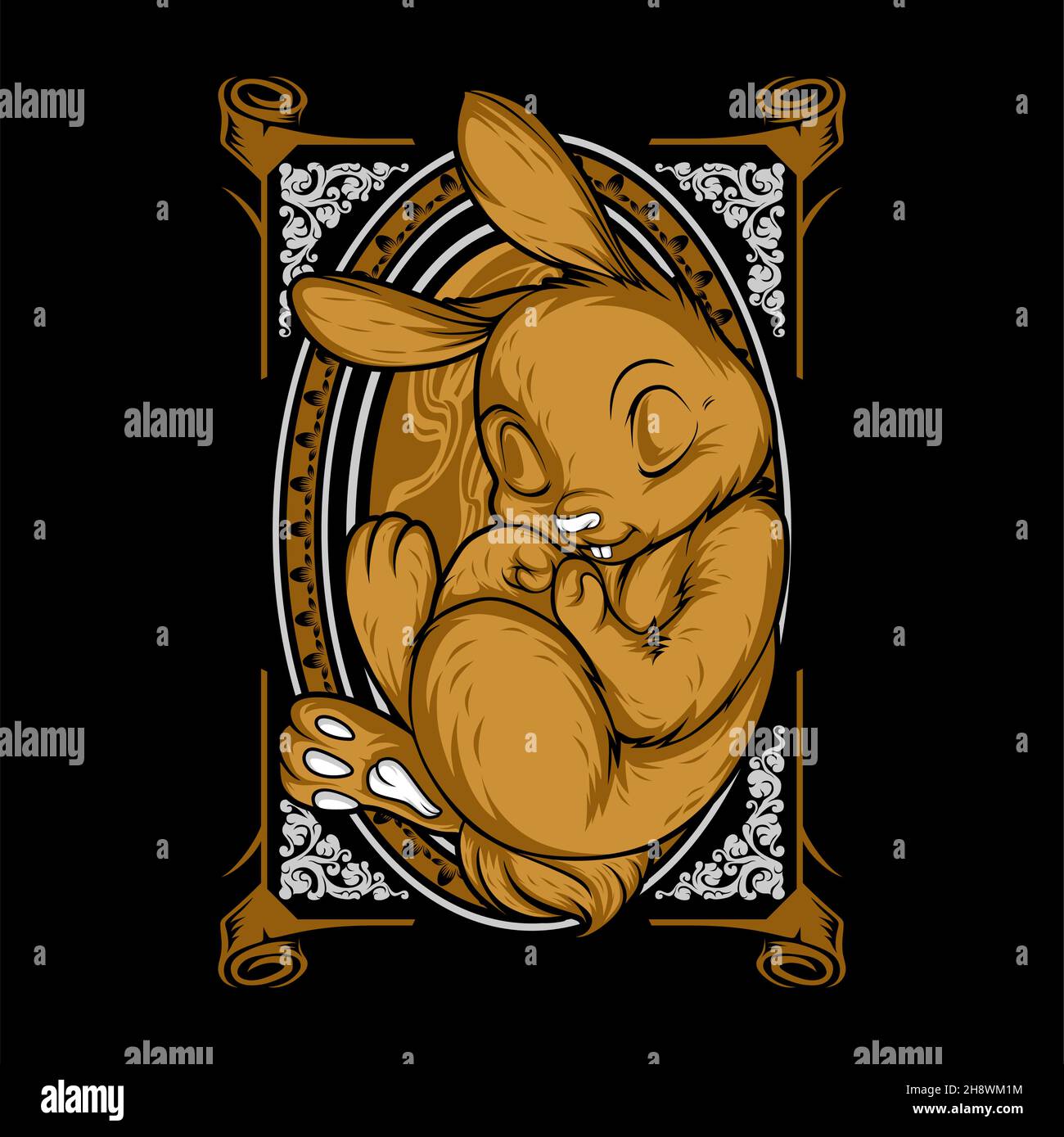 a cute sleeping rabbit with awesome background Stock Vector Image & Art ...