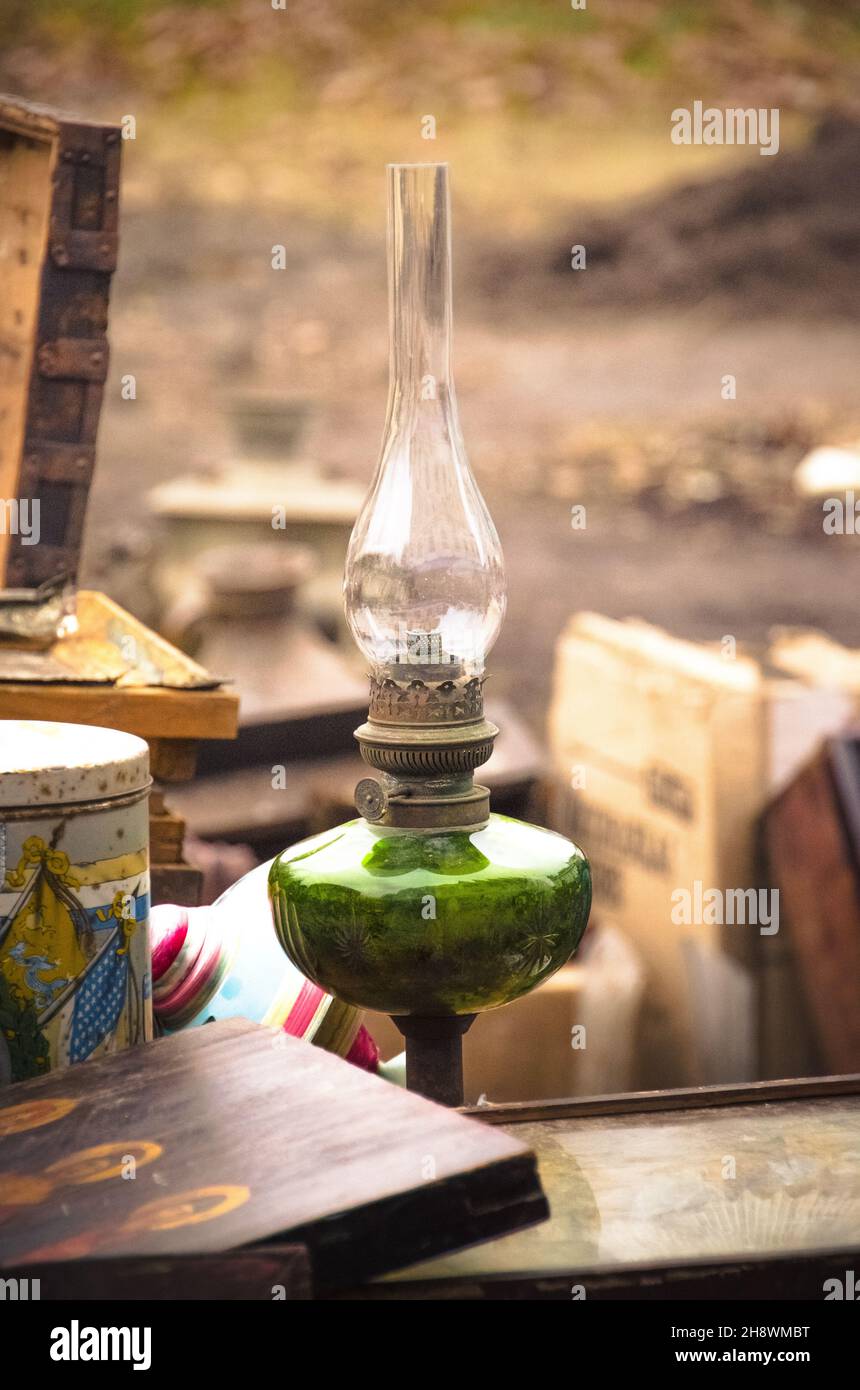 Old paraffin lamp. Stock Photo