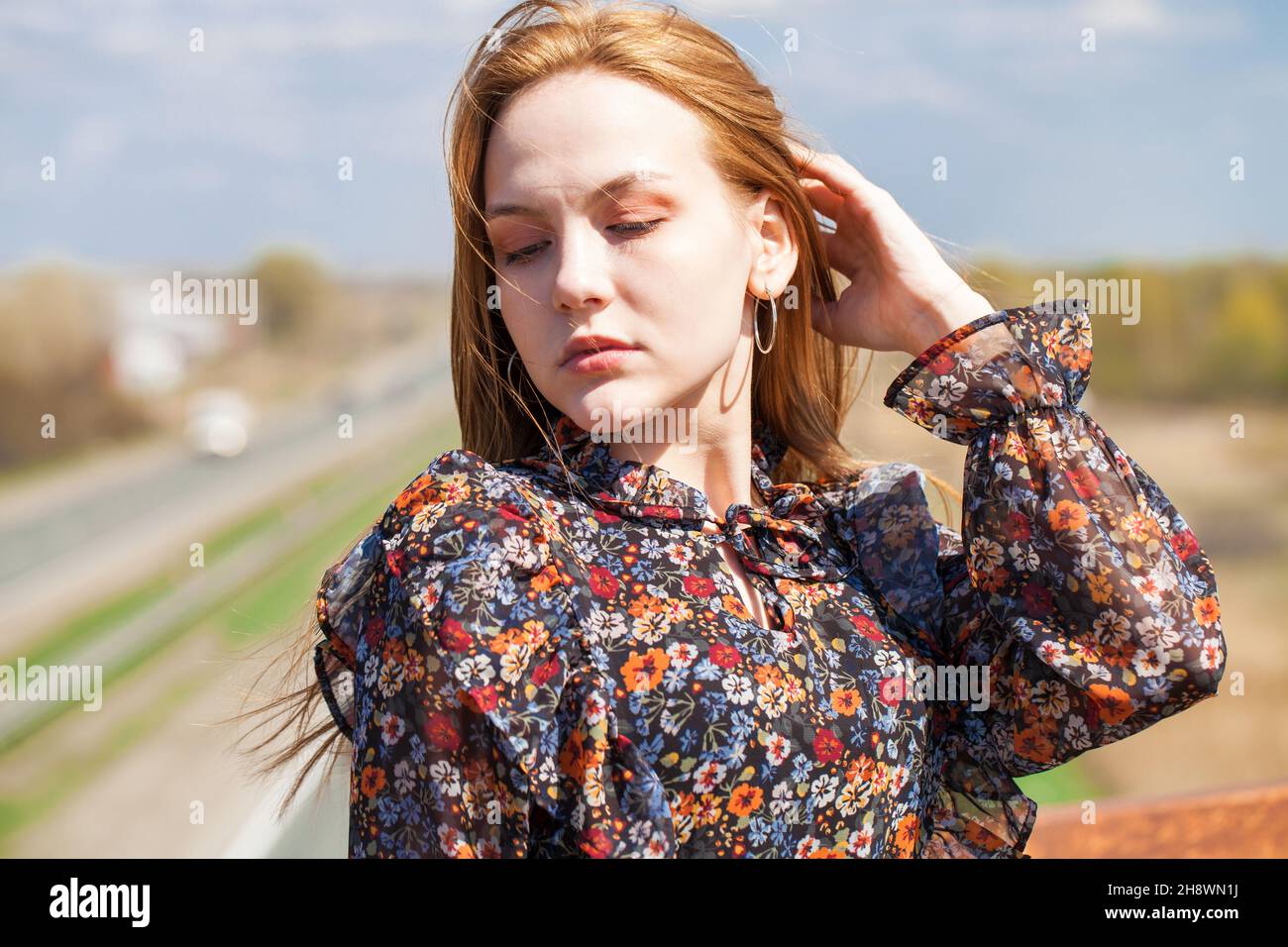 Close up portrait of a young beautiful red hair girl Stock Photo - Alamy