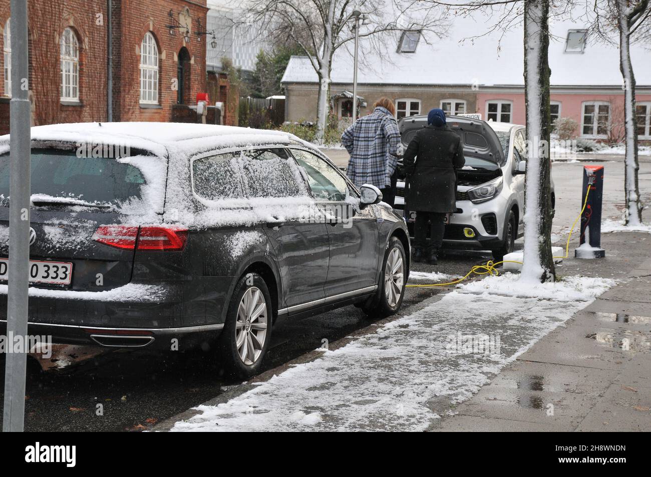 Copenhagen/Denmark./02 December 2021/ German VW electric cars charging