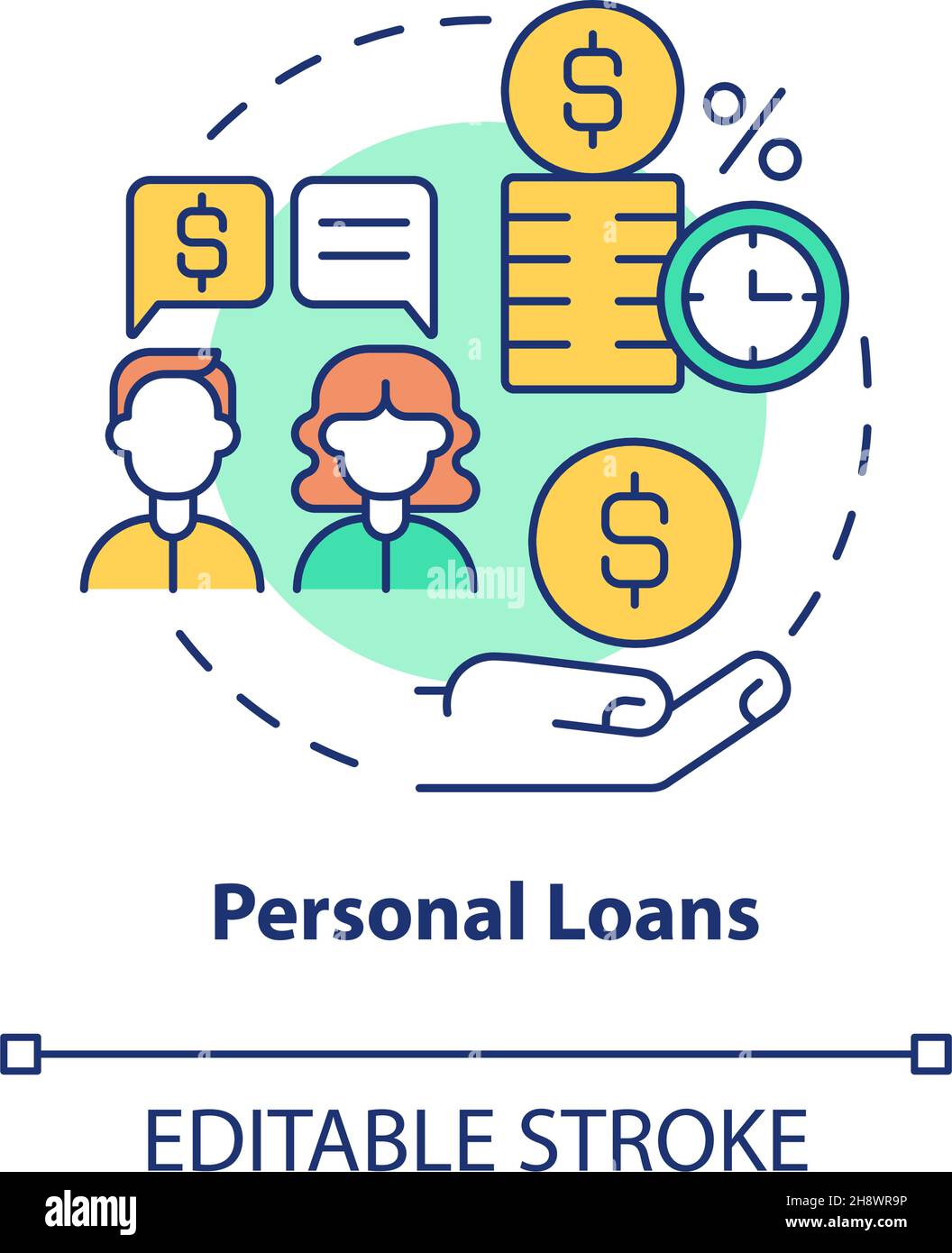 Personal loans concept icon Stock Vector