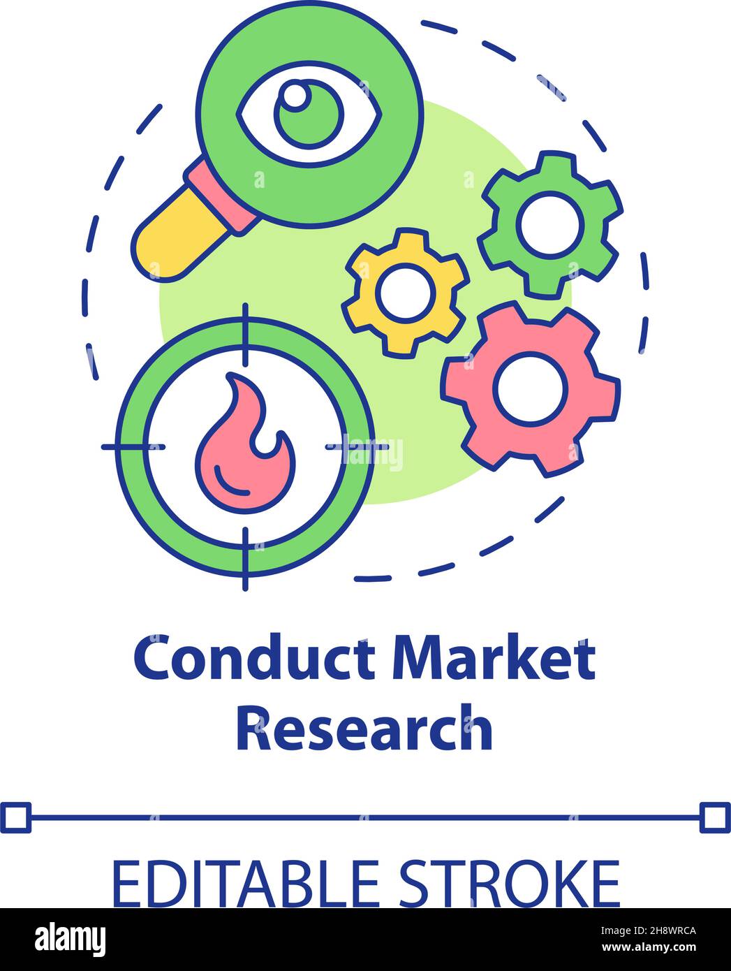 Conduct market research concept icon Stock Vector