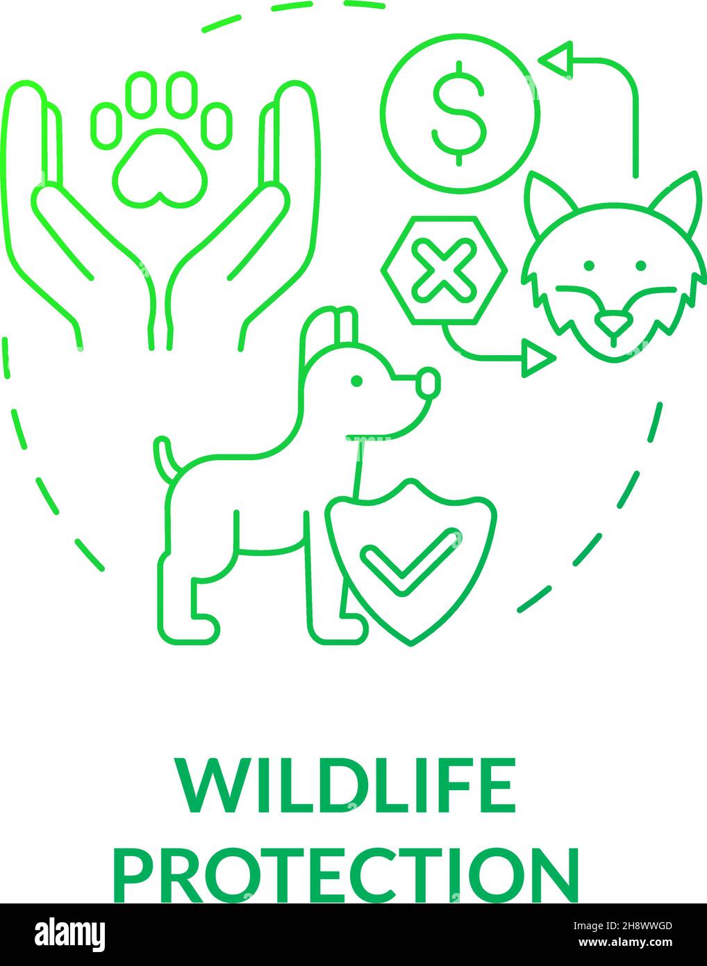 Ecosystem protection green gradient concept icon Stock Vector