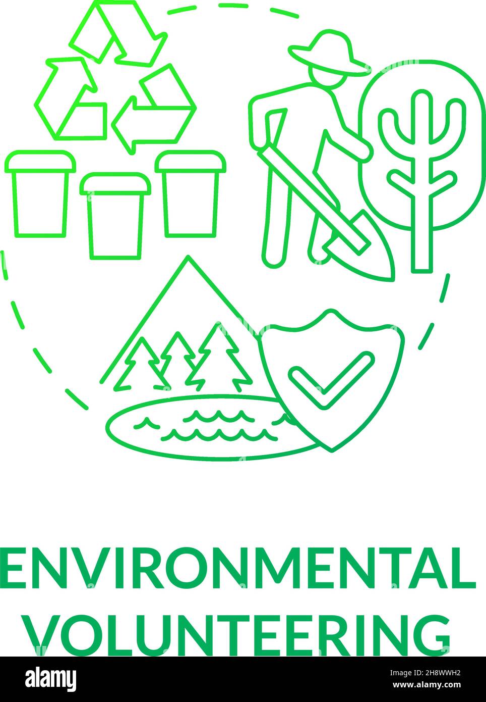 Environmental volunteering green gradient concept icon Stock Vector ...