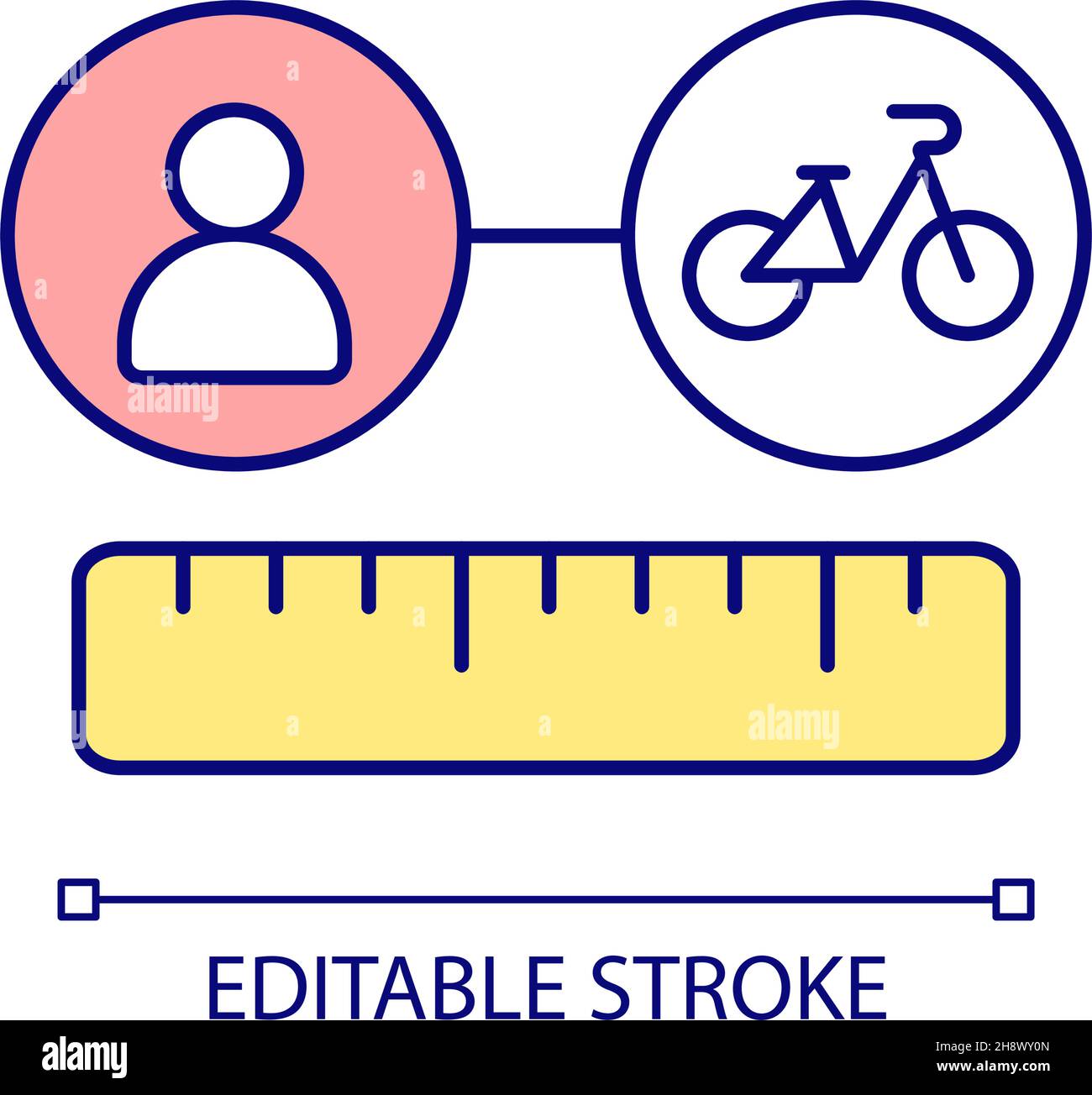 Measuring distance to bike station RGB color icon Stock Vector Image
