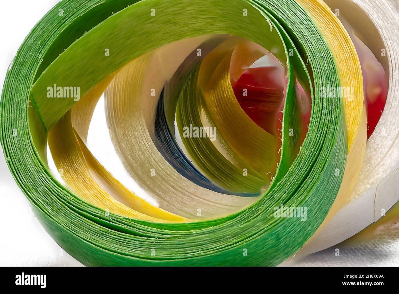 Multi-colored ribbons on a white background Stock Photo