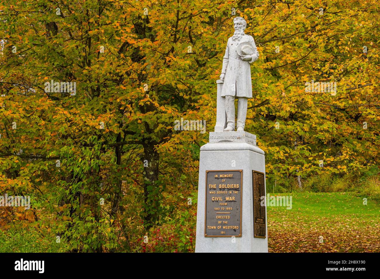 Civil war soldiers memorial, Westford, Vermont, USA Stock Photo