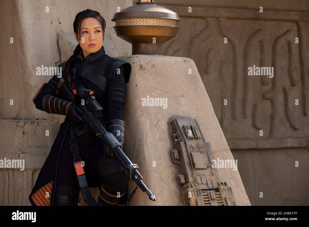 Ming-Na Wen is Fennec Shand in Lucasfilm's THE BOOK OF BOBA FETT, exclusively on Disney+. Photo credit: Francois Duhamel / Lucasfilm Ltd./ The Hollywood Archive Stock Photo