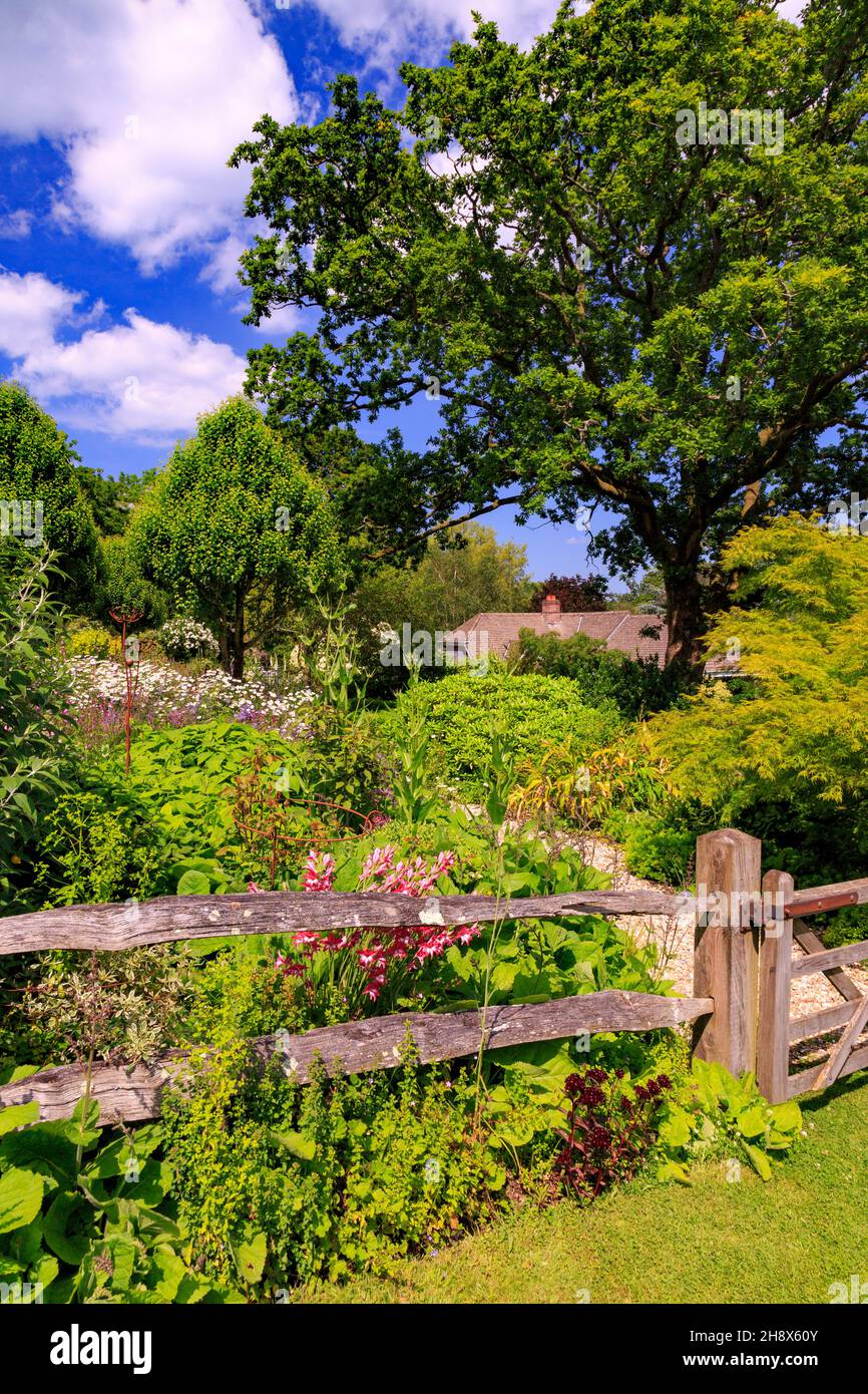 The Terrace Garden at Burrow Farm Garden – created by Mary Benger since 1966 in Devon, England, UK Stock Photo