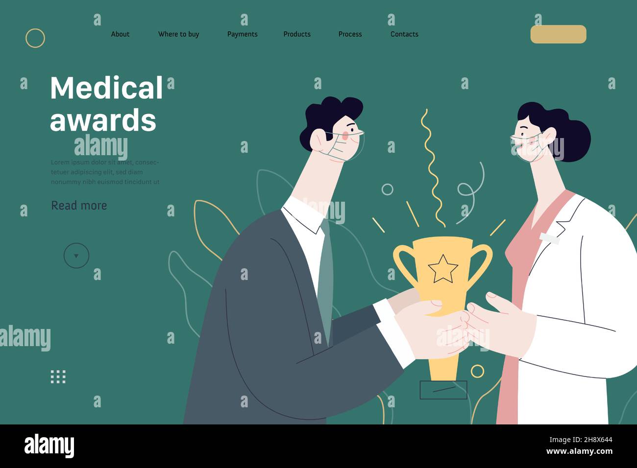 Medical awards -medical insurance web template -modern flat vector ...