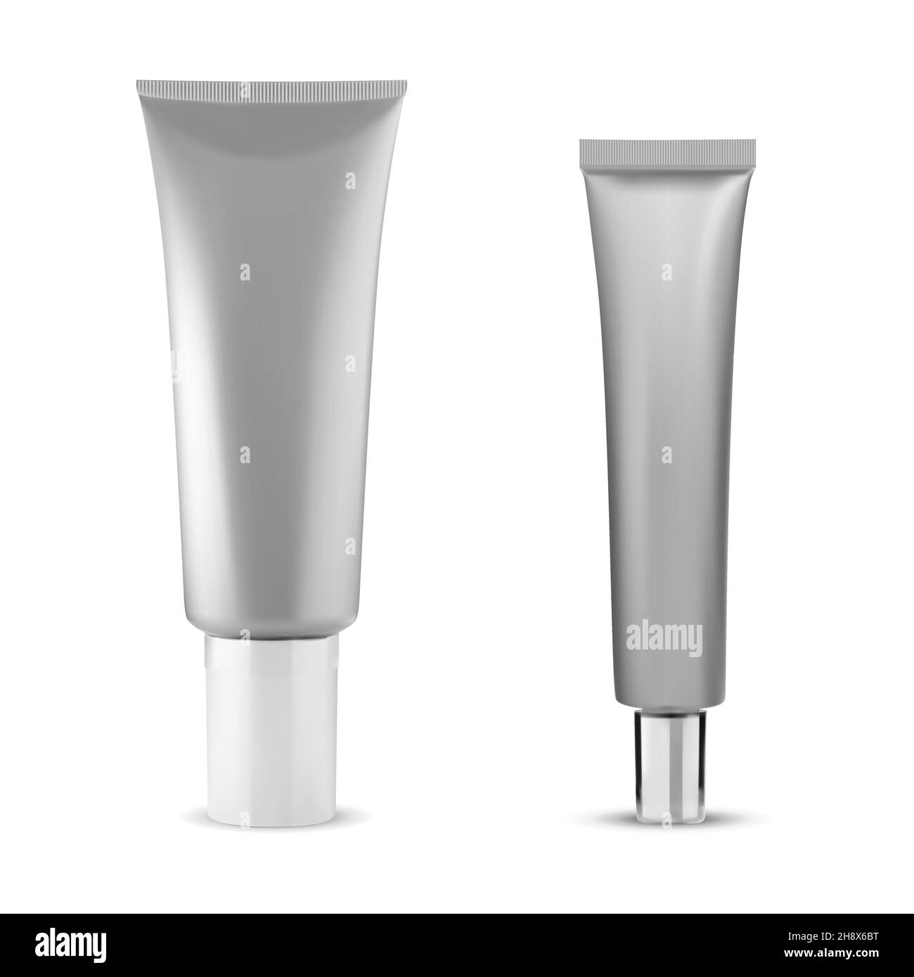 Cosmetic cream tube mockup. Silver cosmetic tube, lotion squeeze ...